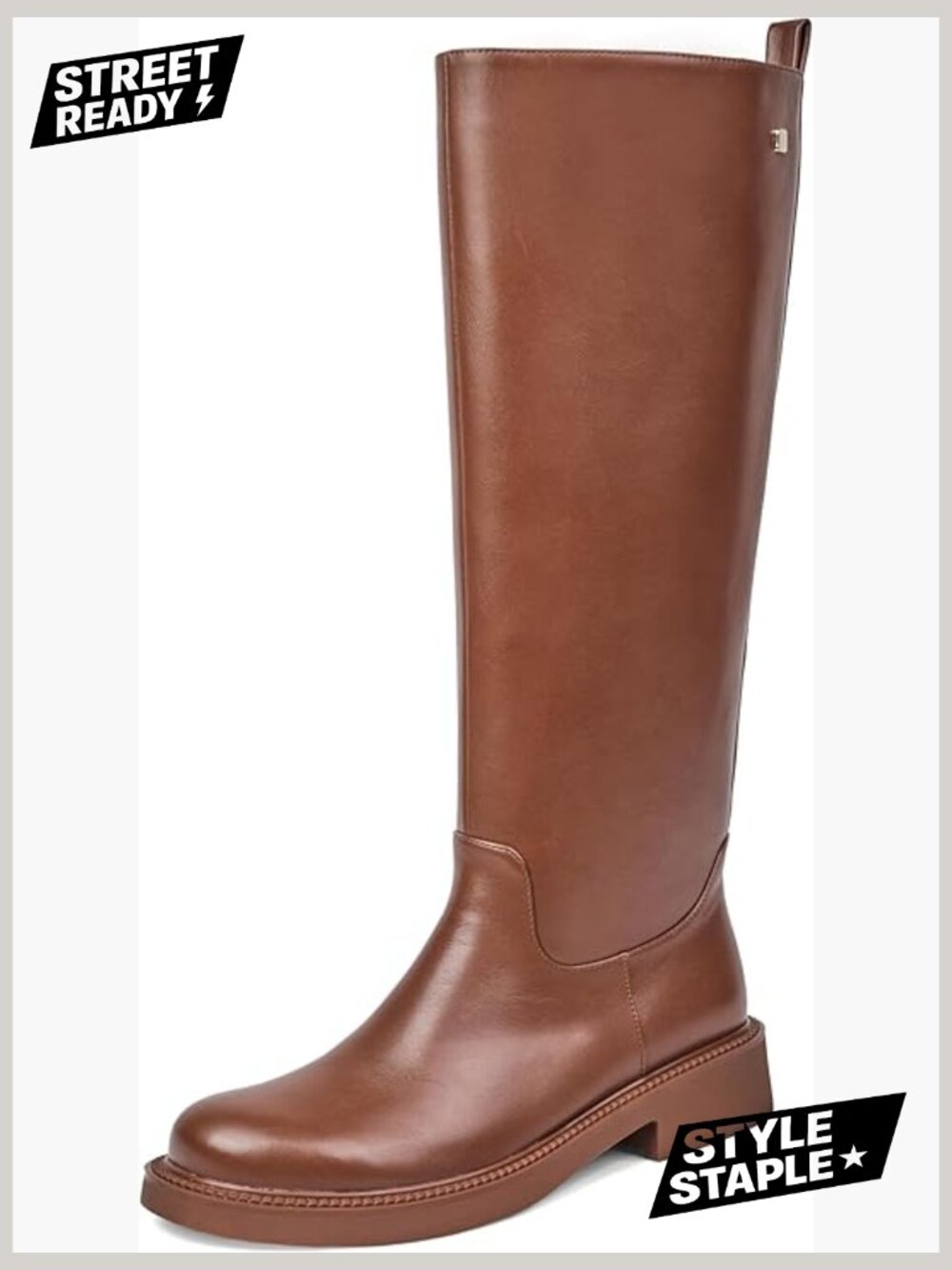 Knee High Chelsea Boots - Round Toe Chunky Low Heel Riding Boots with Inside - Picture 1 of 7